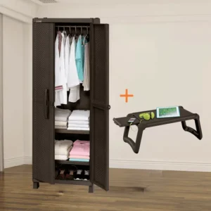 Combo Alcoba Rattan, 1 Armario Para Ropa, 1 Mesa Personal Cama