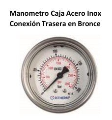 Manometro Caja Acero Inox conexion trasera en bornce